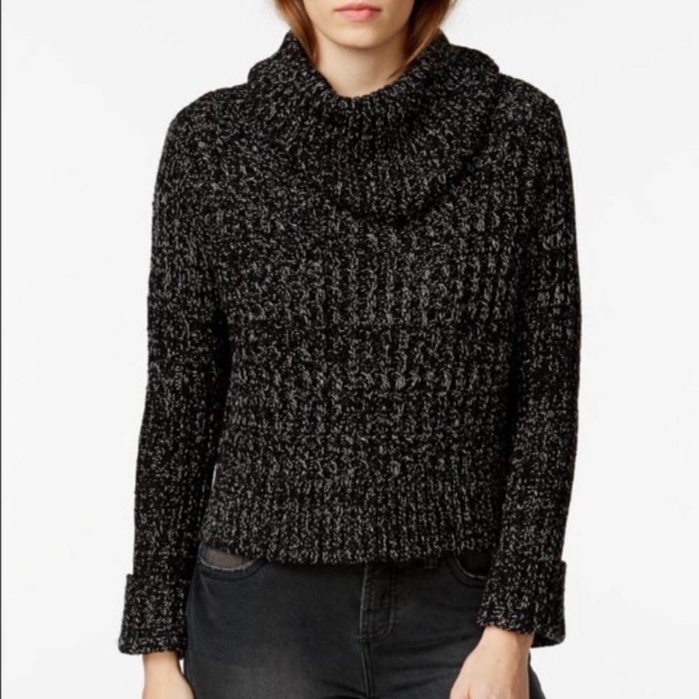 Free People Twisted Cable Crop Turtleneck Sweater